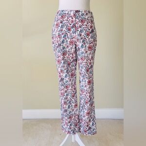 Charter Club White, Blue & Red Floral TummyControl Straight Leg Pants EUC Size 4